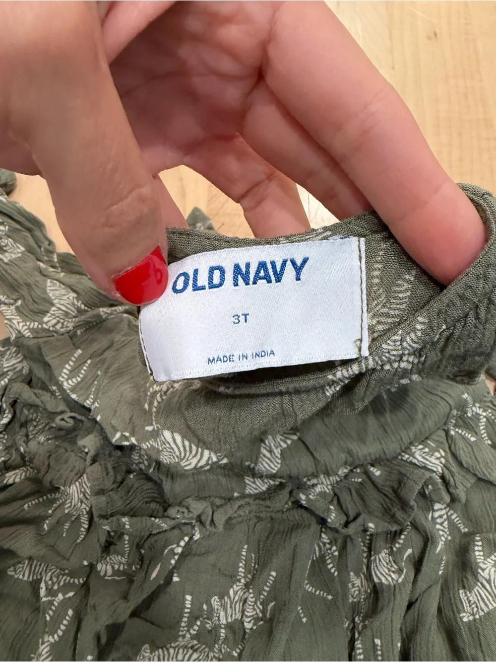Old Navy Olive Green Zebra Print Long Sleeve Kids Dress and black short sleeve